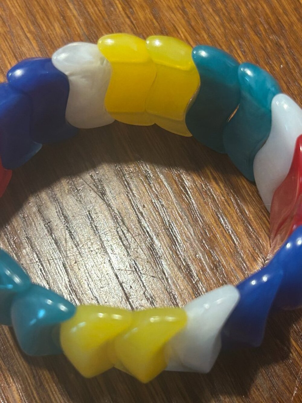 Vintage Acrylic Multi Color Wavy Stretch Bracelet